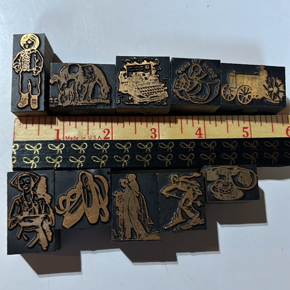 Newspaper Block Stamps Typesetting Stamps Vintage Wood Block Typesetting - Picture 3 of 16
